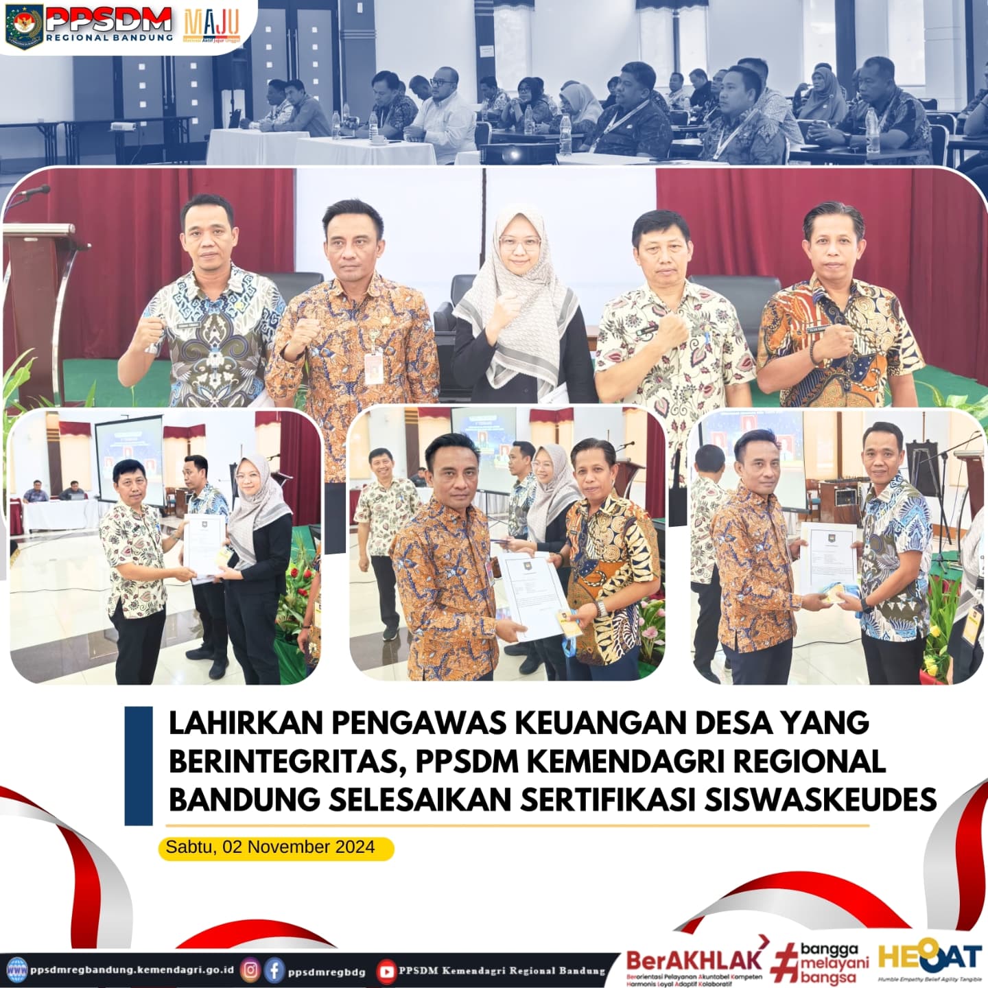 Lahirkan Pengawas Keuangan Desa yang Berintegritas, PPSDM Kemendagri Regional Bandung Selesaikan Sertifikasi Siswaskeudes