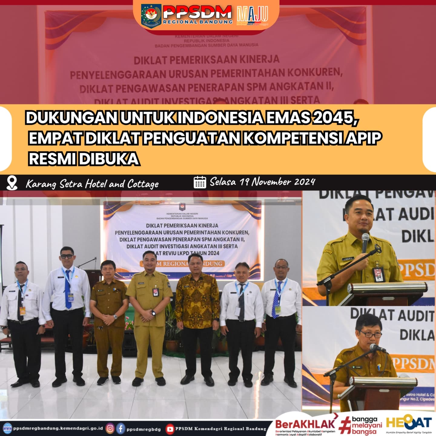 Dukungan untuk Indonesia Emas 2045, Empat Diklat Penguatan Kompetensi APIP Resmi Dibuka
