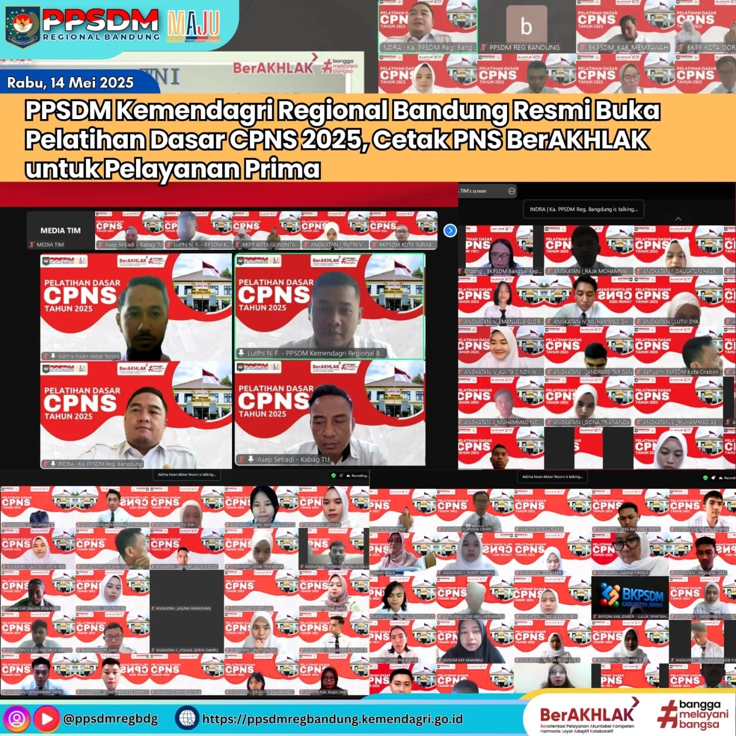 PPSDM Kemendagri Regional Bandung Resmi Buka Pelatihan Dasar CPNS 2025, Cetak PNS BerAKHLAK untuk Pelayanan Prima