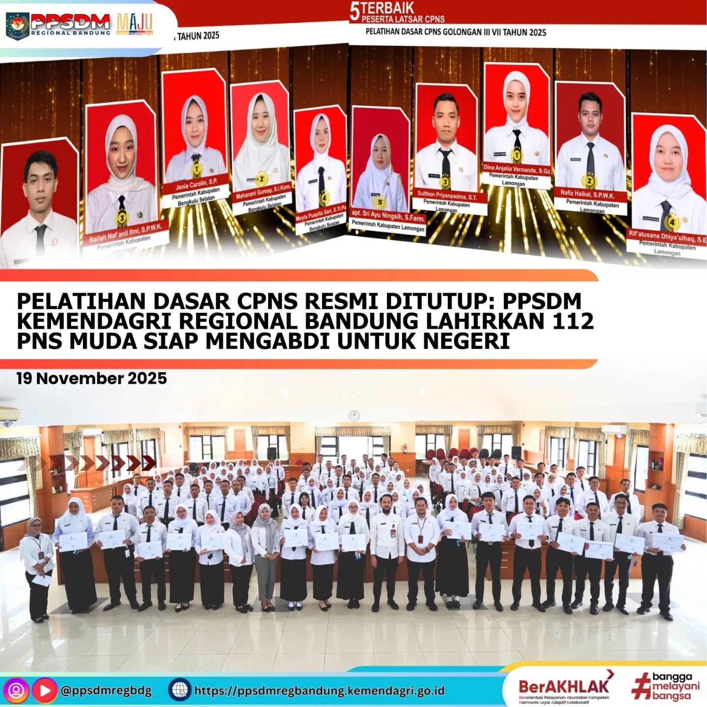 Pelatihan Dasar CPNS Resmi Ditutup: PPSDM Kemendagri Regional Bandung Lahirkan 112 PNS Muda Siap Mengabdi untuk Negeri