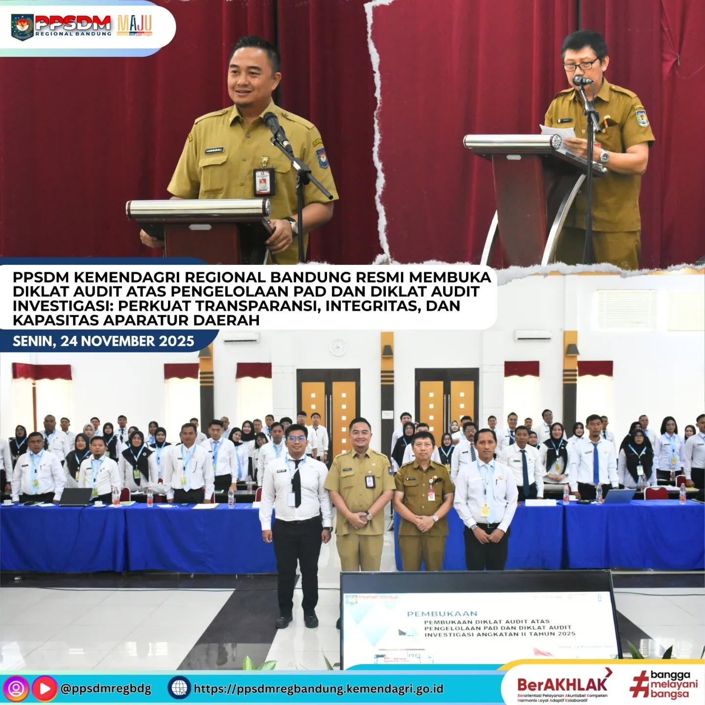 PPSDM Kemendagri Regional Bandung Resmi Membuka Diklat Audit Atas Pengelolaan PAD dan Diklat Audit Investigasi: Perkuat Transparansi, Integritas, dan Kapasitas Aparatur Daerah